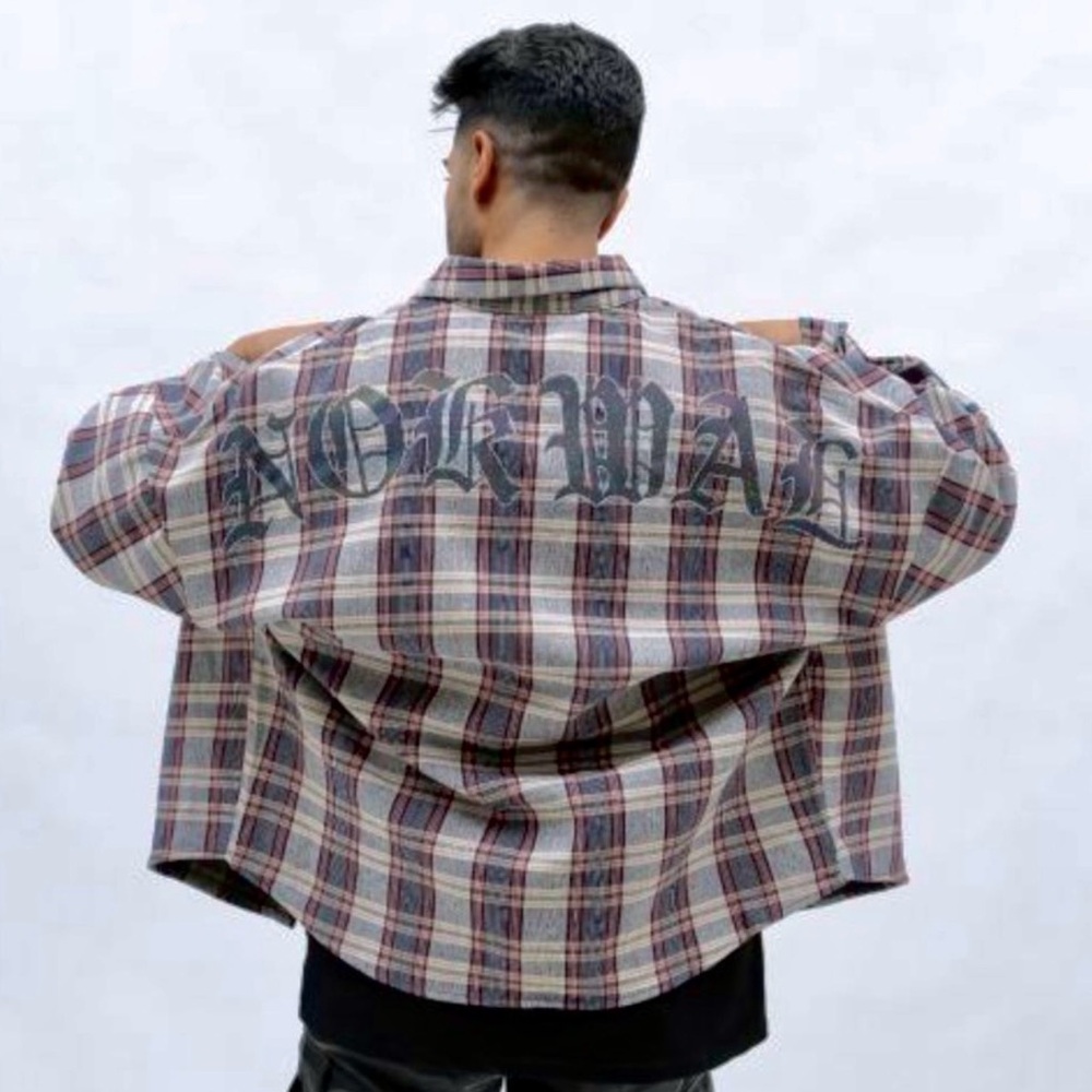 Nokwal Streetwear Long Sleeve Plaid Shirt